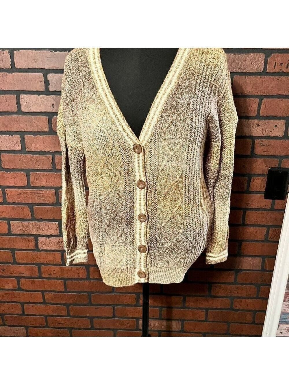 NWT BP button front sweater brown/cream size small.
